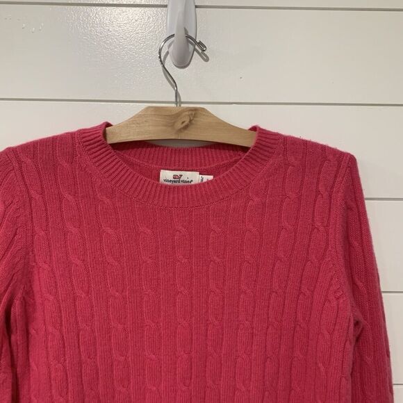 Vineyard Vines | Cashmere Sweater Pink Cable Knit Pullover Crewneck- Size Small - Picture 2 of 7
